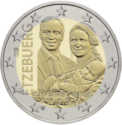 2020 Luksemburgas princis Čārlzs 2 eiro monēta (UNC) (1)