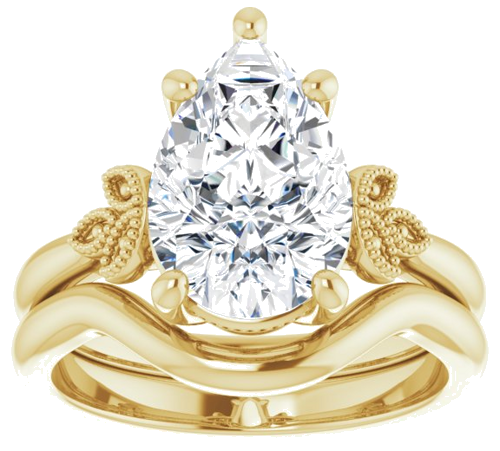 14K Yellow 12x8 mm Pear Solitaire Engagement Ring Mounting (8)