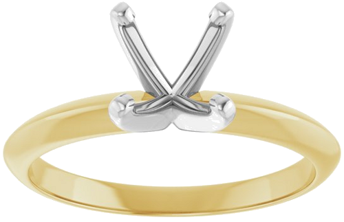 14K Yellow White 6.6-7.2 mm Round 4-Prong Light Solitaire Ring Mounting (3)