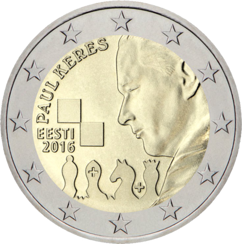 2016 Эстония 100 лет со дня рождения Пауля Кереса монета 2 евро (1)