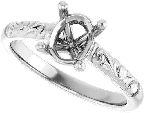 Sužadėtuvių Žiedas „Solitaire“ 585 Baltojo Aukso Oval 8mm x 6mm (3)