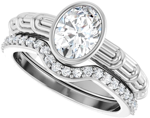 14K White 8 x 6 mm Oval Solitaire Engagement Ring Mounting (10)