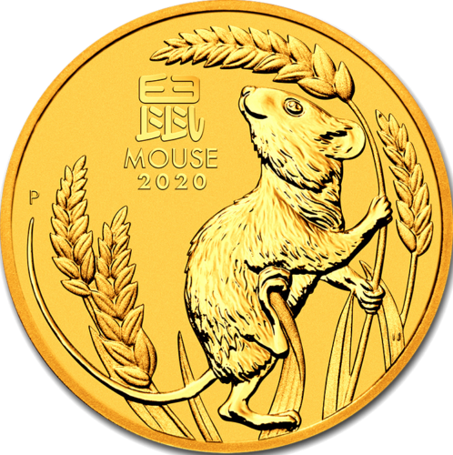 1/20 oz Pelės metai (Lunar III) 2020 Australija auksinė moneta (2)