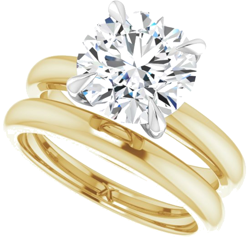 14K Yellow White 9 mm Round Solitaire Engagement Ring Mounting (10)