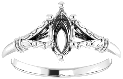 14K White 8x4 mm Marquise Solitaire Engagement Ring Mounting (3)