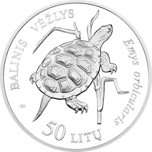 2012 Болотная черепаха Литва 50 литов серебряная монета PF 70 ULTRA CAMEO (3)