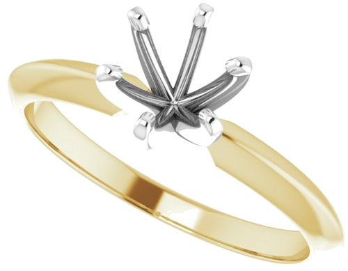 14K Yellow   White 5.4-5.7 mm Round 6-Prong Solitaire Ring Mounting (5)