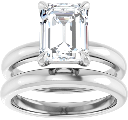 14K White 9x7 mm Emerald Solitaire Engagement Ring Mounting (8)