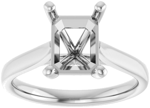 14K White 9x7 mm Emerald Engagement Ring Mounting (3)