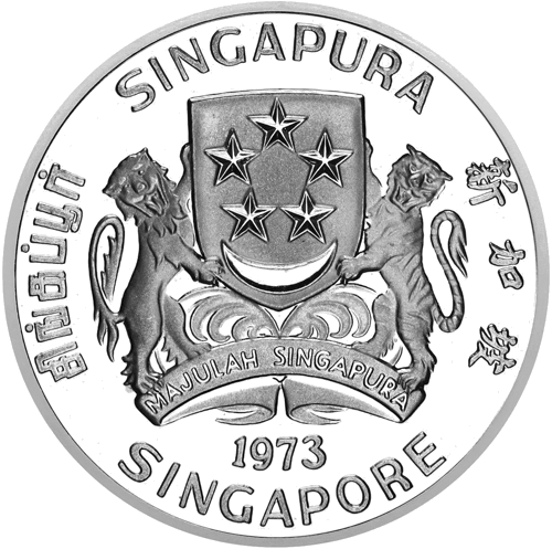10 dolerių Erelis (1972-1974) Singapūro sidabrinė moneta (2)