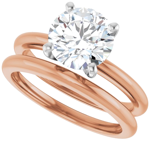 Sužadėtuvių Žiedas „Solitaire“ 585 Baltojo Ir Rožinis Aukso Round 8mm (10)