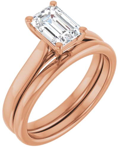 Sužadėtuvių Žiedas „Solitaire“ 585 Rožinis Aukso Emerald 7mm x 5mm (6)