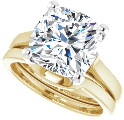 14K Yellow   White 10x10 mm Cushion Engagement Ring Mounting (10)