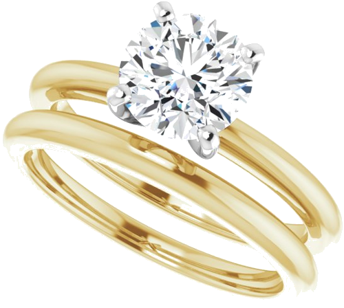 14K Yellow   White  7 mm Round Solitaire Engagement Ring Mounting (10)