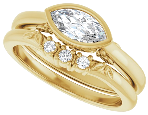 Sužadėtuvių Žiedas „Bezel-Set“ 585 Geltonojo Aukso Marquise 8mm x 4mm (10)