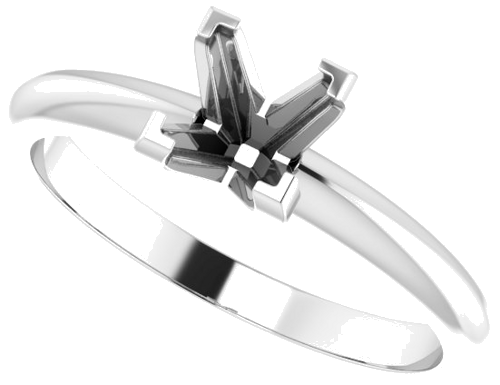 14K White 5 mm Square V-End 4-Prong Engagement Ring Mounting (5)