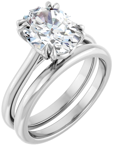 14K White 10x8 mm Oval Solitaire Engagement Ring Mounting (6)