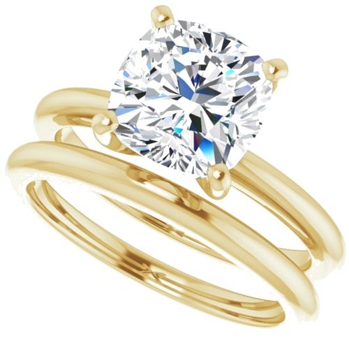 14K Yellow  8 mm Cushion Solitaire Engagement Ring Mounting (10)
