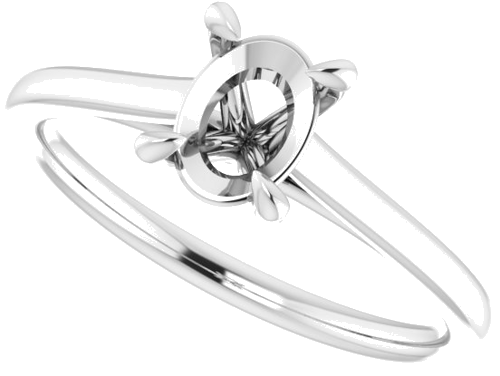 Sužadėtuvių Žiedas „Solitaire“ 585 Baltojo Aukso Oval 7mm x 5mm (5)