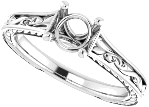 Sužadėtuvių Žiedas „Scroll Solitaire“ 925 Sidabro Round 6mm (5)