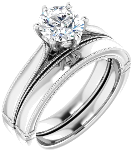 14K White  6.5 mm Round Solitaire Engagement Ring Mounting (6)