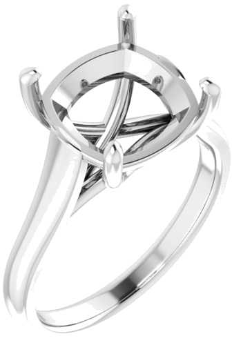 Platinum 10 mm Cushion Solitaire Engagement Ring Mounting (1)