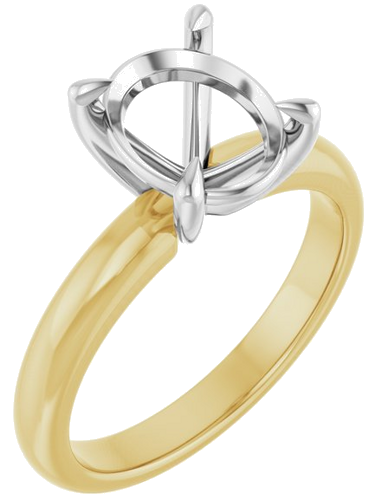 14K Yellow White 10x8 mm Oval Solitaire Engagement Ring Mounting (1)