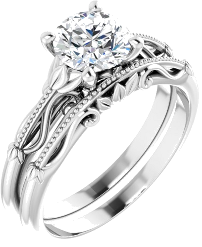Sužadėtuvių Žiedas „Sculptural-Inspired Solitaire“ 585 Baltojo Aukso Round 6.5mm (6)