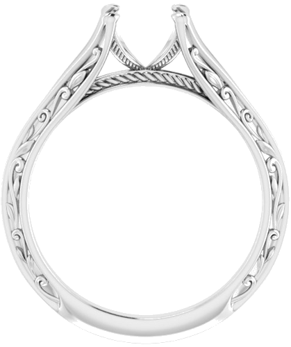 14K White 5 mm Square Engagement Ring Mounting (2)