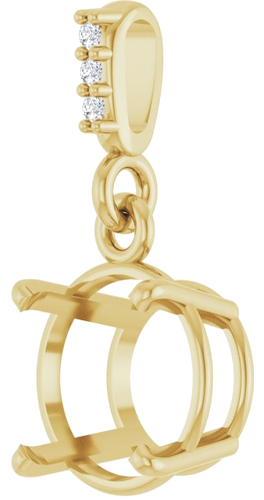 14K Yellow 8 mm Round .01 Natural Diamond Semi-Set Pendant (2)
