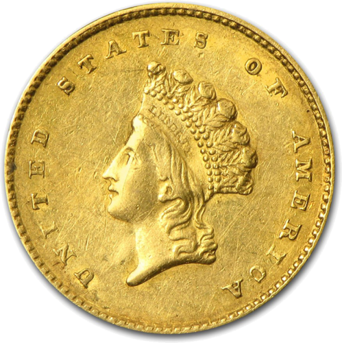 1 doleris Didžioji Indėnų Princesė (1856-1889) JAV auksinė moneta (1)