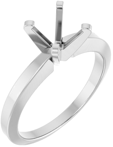 14K White 6.5 mm Round Solitaire Engagement Ring Mounting (1)