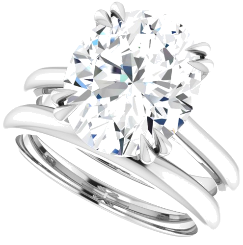 Sužadėtuvių Žiedas „Solitaire“ 585 Baltojo Aukso Oval 12mm x 10mm (10)