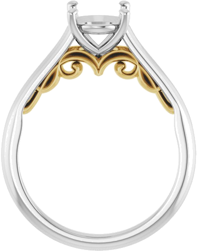 Sužadėtuvių Žiedas „Solitaire“ 585 Baltojo Ir Geltonojo Aukso Oval 9mm x 7mm (2)