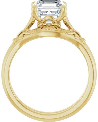 14K Yellow 7 mm Asscher Solitaire Engagement Ring Mounting (7)