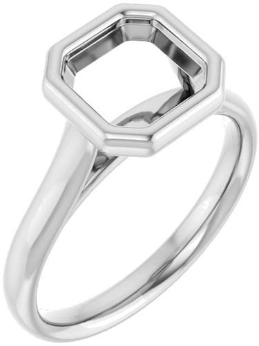 14K White  7 mm Asscher Solitaire Engagement Ring Mounting (1)