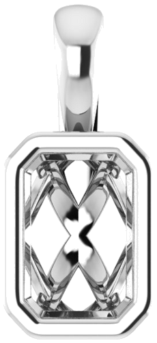 Pakabukas „Solitaire“ 585 Baltojo Aukso Emerald 6mm x 4mm (1)