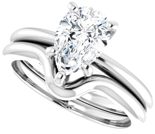 Sužadėtuvių Žiedas „Solitaire“ 585 Baltojo Aukso Pear Shape 9mm x 6mm (10)