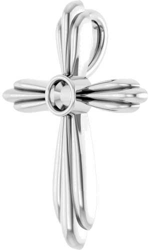 Pakabukas „Bezel-Set Cross“ 585 Baltojo Aukso Round 2.5mm (2)