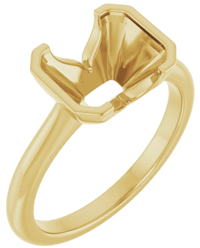 Sužadėtuvių Žiedas „Half Bezel Solitaire“ 585 Geltonojo Aukso Emerald 9mm x 7mm (1)