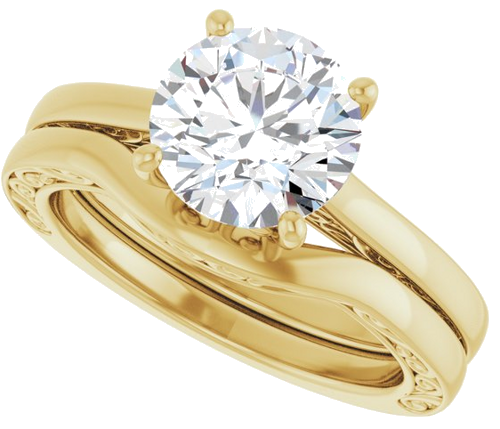 14K Yellow  8.2 mm Round Solitaire Engagement Ring Mounting (10)