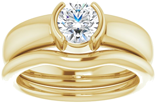 Sužadėtuvių Žiedas „Half Bezel Solitaire“ 585 Geltonojo Aukso Round 5.8mm (8)