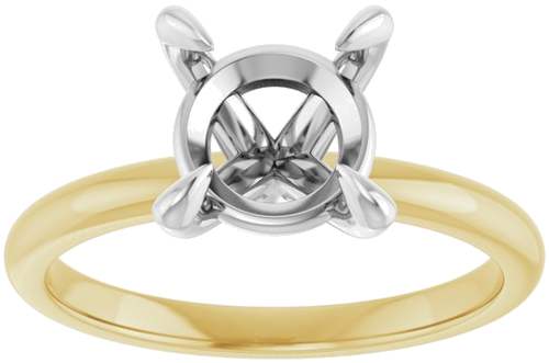 14K Yellow White 8.2 mm Round Engagement Ring Mounting (3)