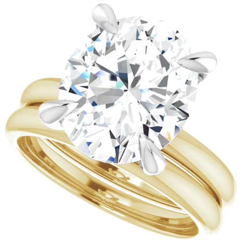 14K Yellow White 12 x 10 mm Oval Engagement Ring Mounting (10)