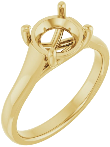 14K Yellow 8 mm Round Solitaire Engagement Ring Mounting (1)