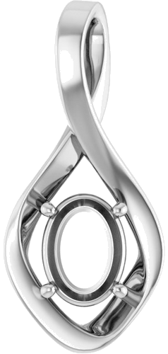Sterling Silver  8x6 mm Oval Pendant Mounting (1)