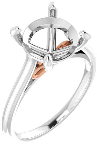 14K White   Rose  10 mm Round Solitaire Engagement Ring Mounting (1)
