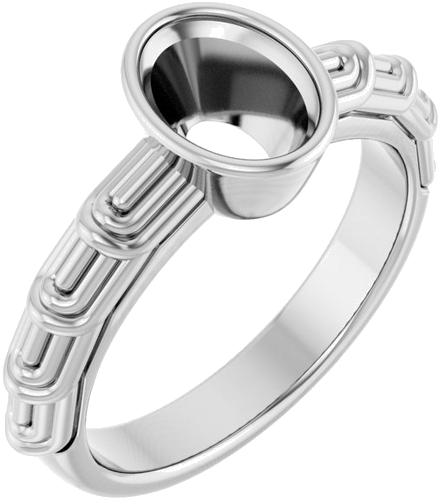 14K White 8 x 6 mm Oval Solitaire Engagement Ring Mounting (1)