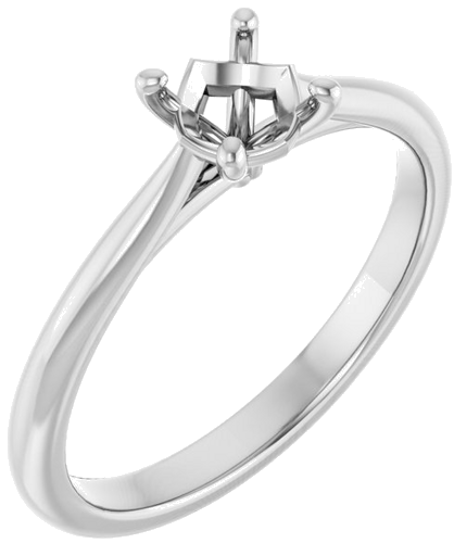 14K White 5.2 mm Round Solitaire Engagement Ring Mounting (1)
