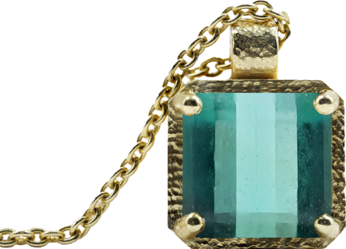 Gold necklace with green tourmaline (5)